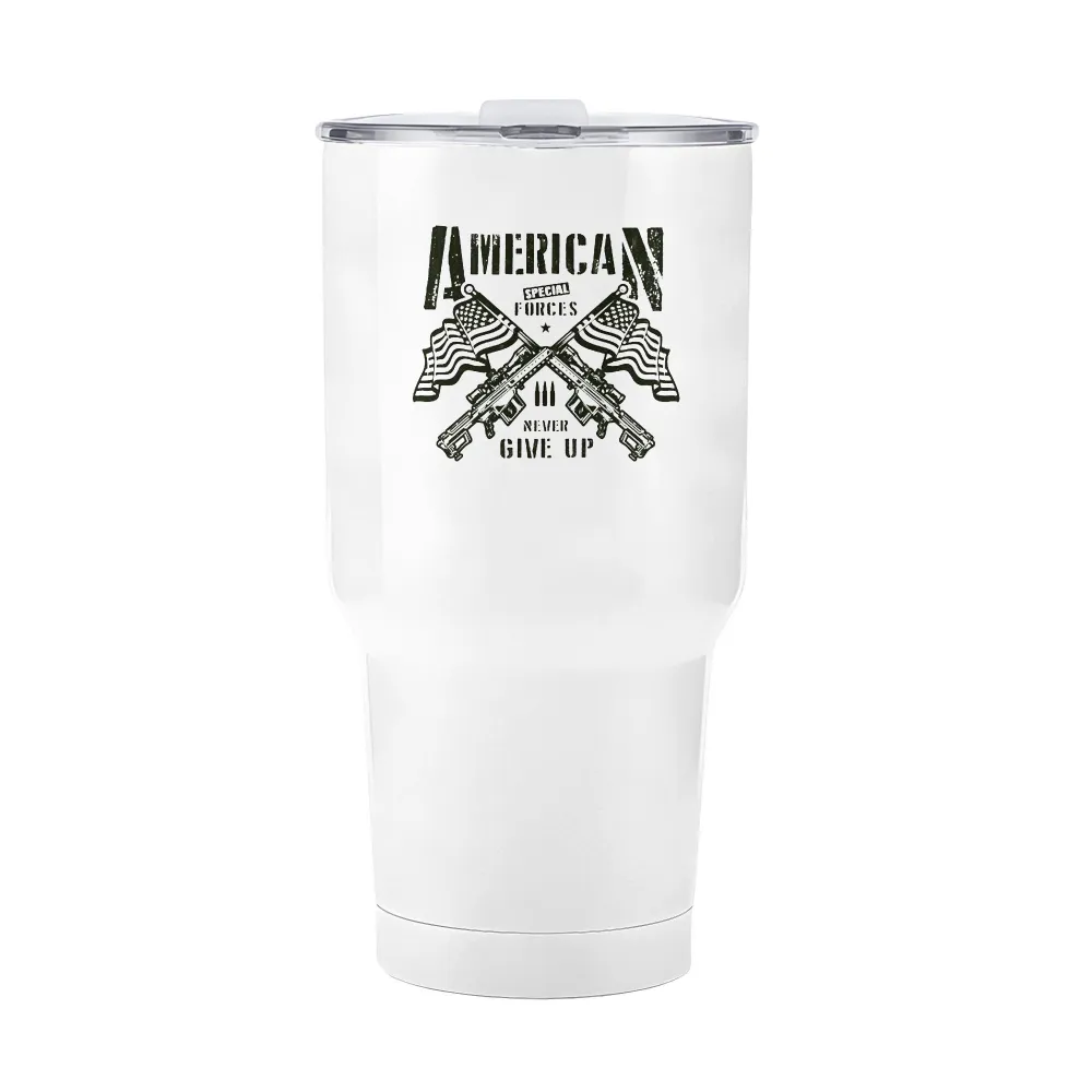 American Flag Victory Sign Car Thermos Cup