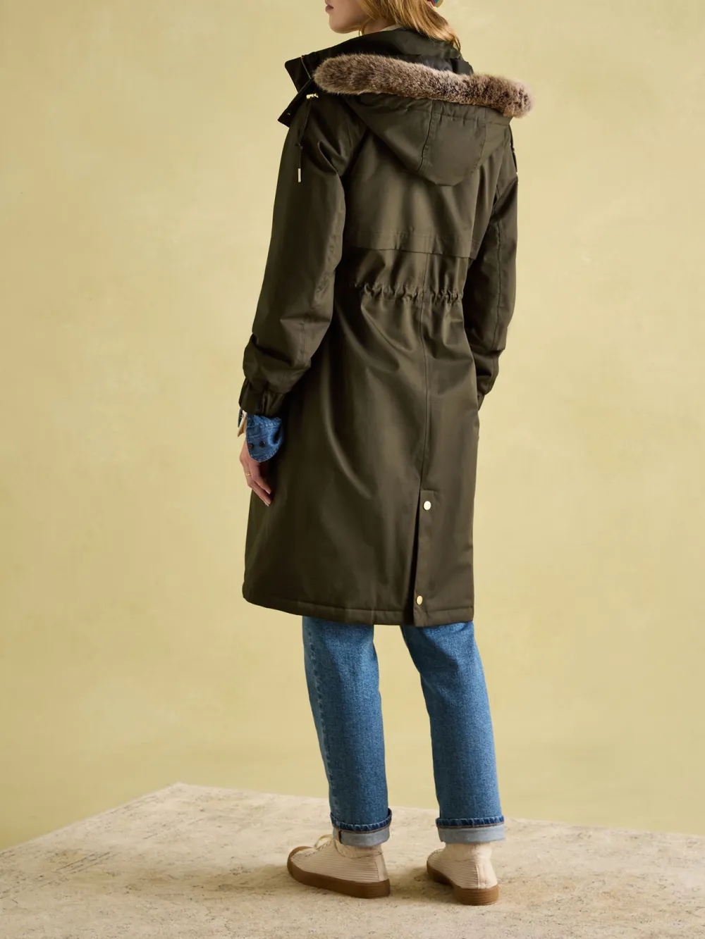 Khaki Green Waterproof Fleece Lined Raincoat