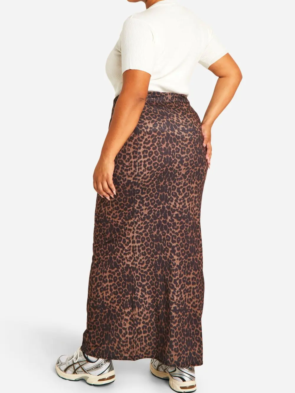 LEOPARD JERSEY KNIT MAXI SKIRT