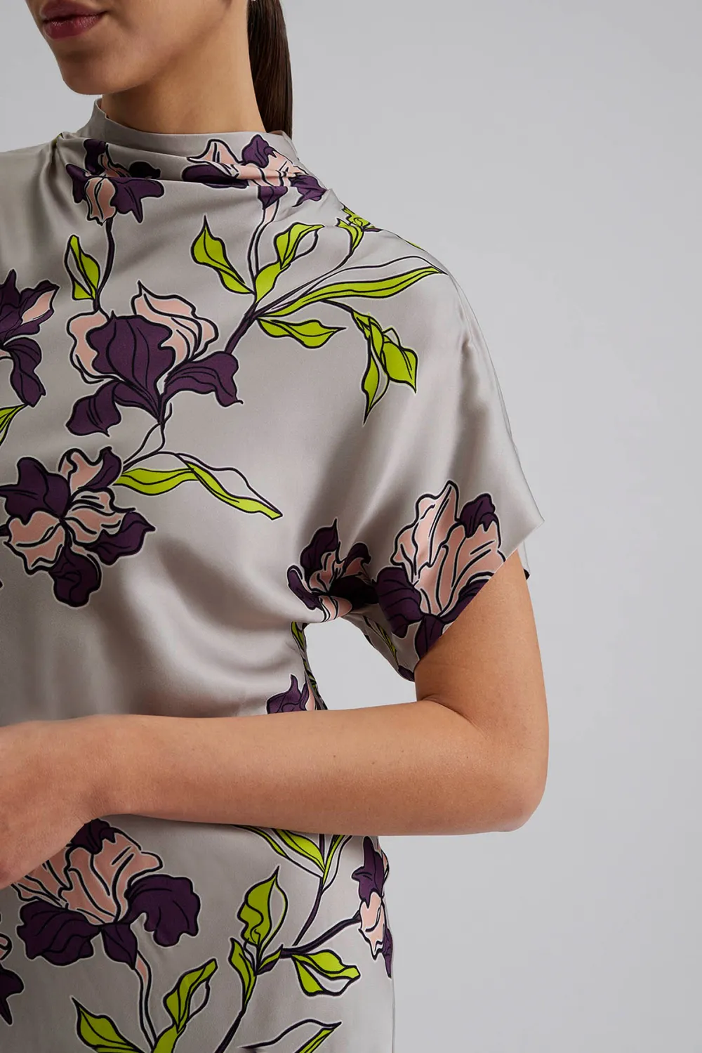 Floral Print Short Sleeve Midi Dress