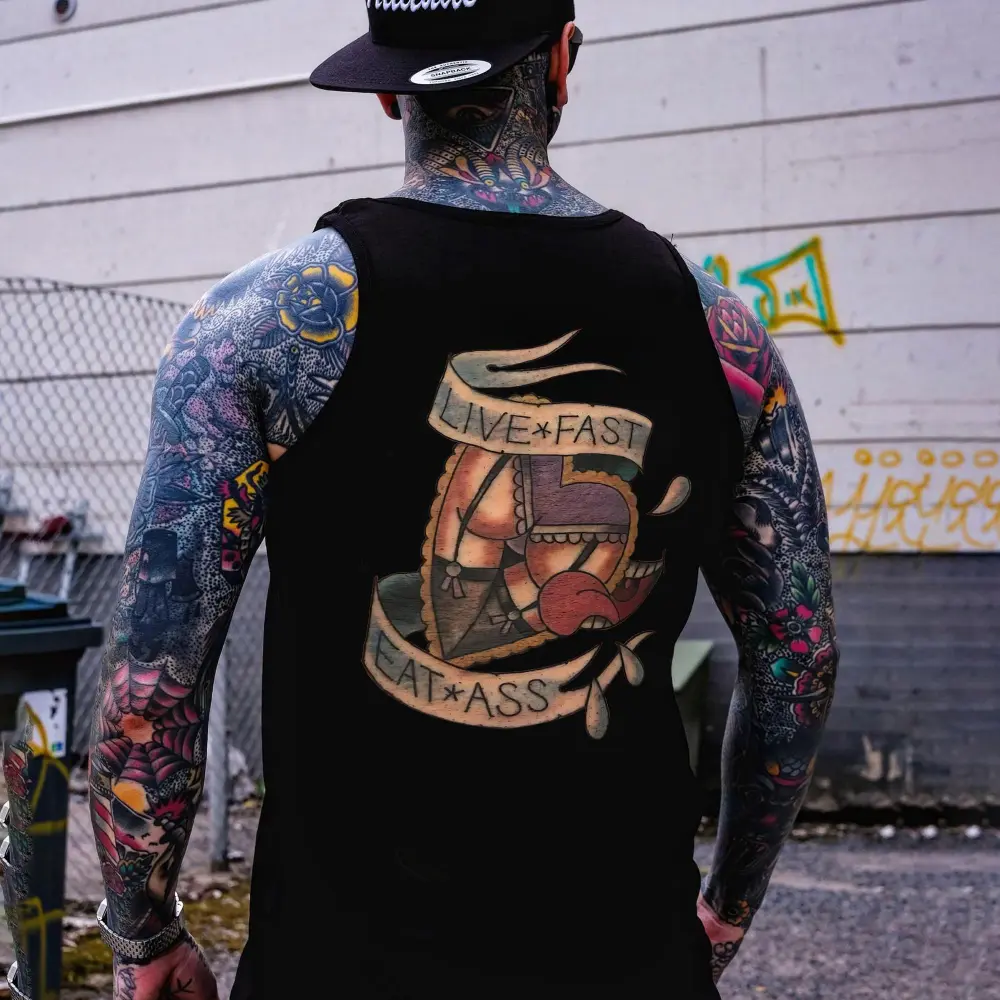 Live Fast Eat Ass Printed Men's Tank