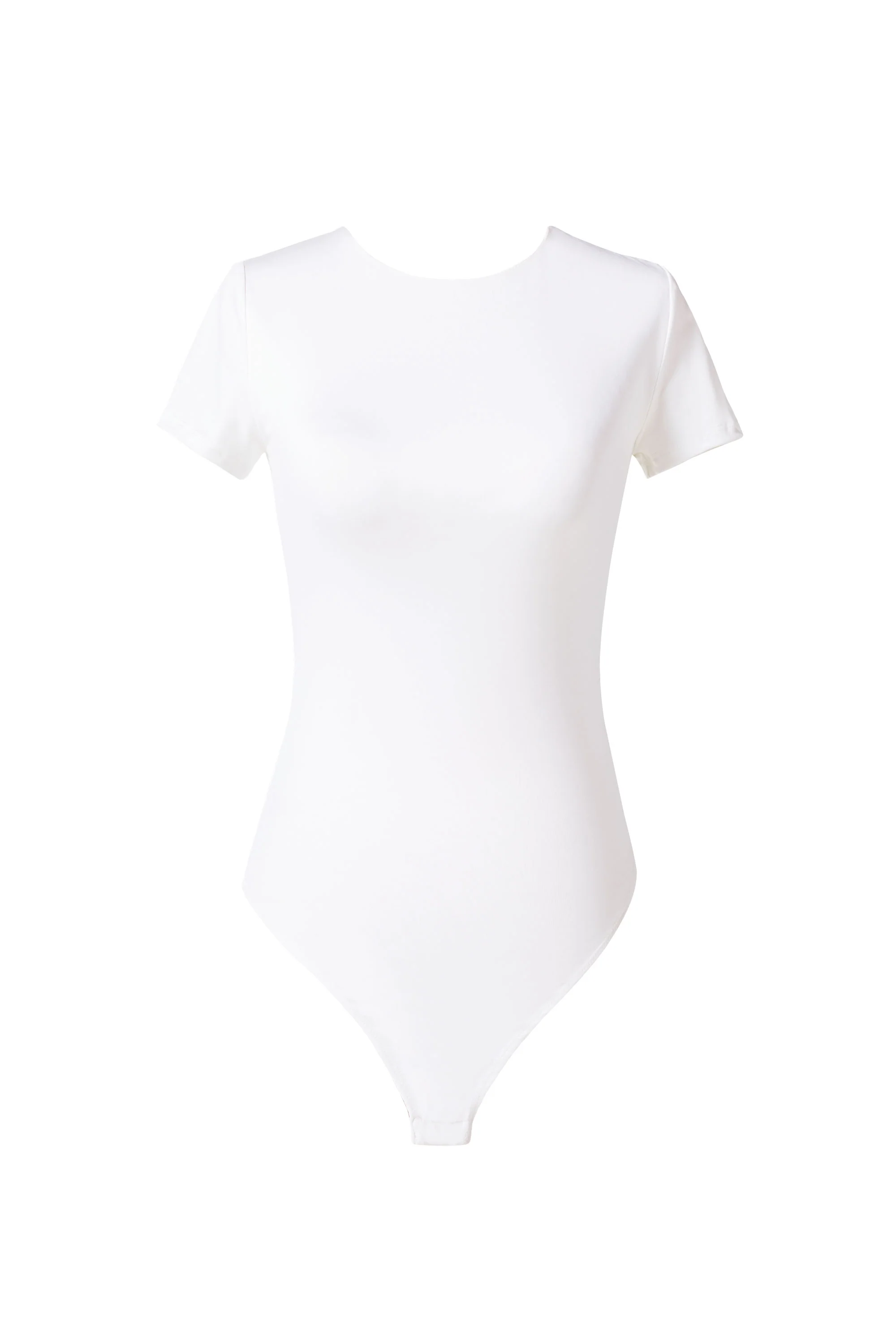 White Round Neck Cap Sleeve Bodysuit