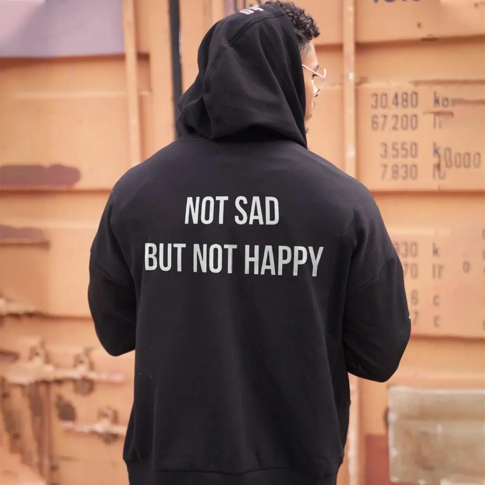 Not Sad But Not Happy Letter Hoodie