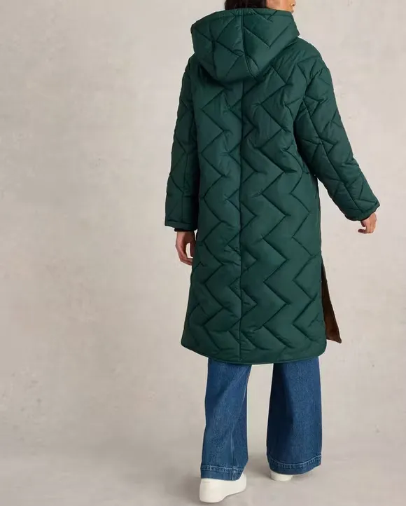 Sloane Quilted Coat In Dark Green