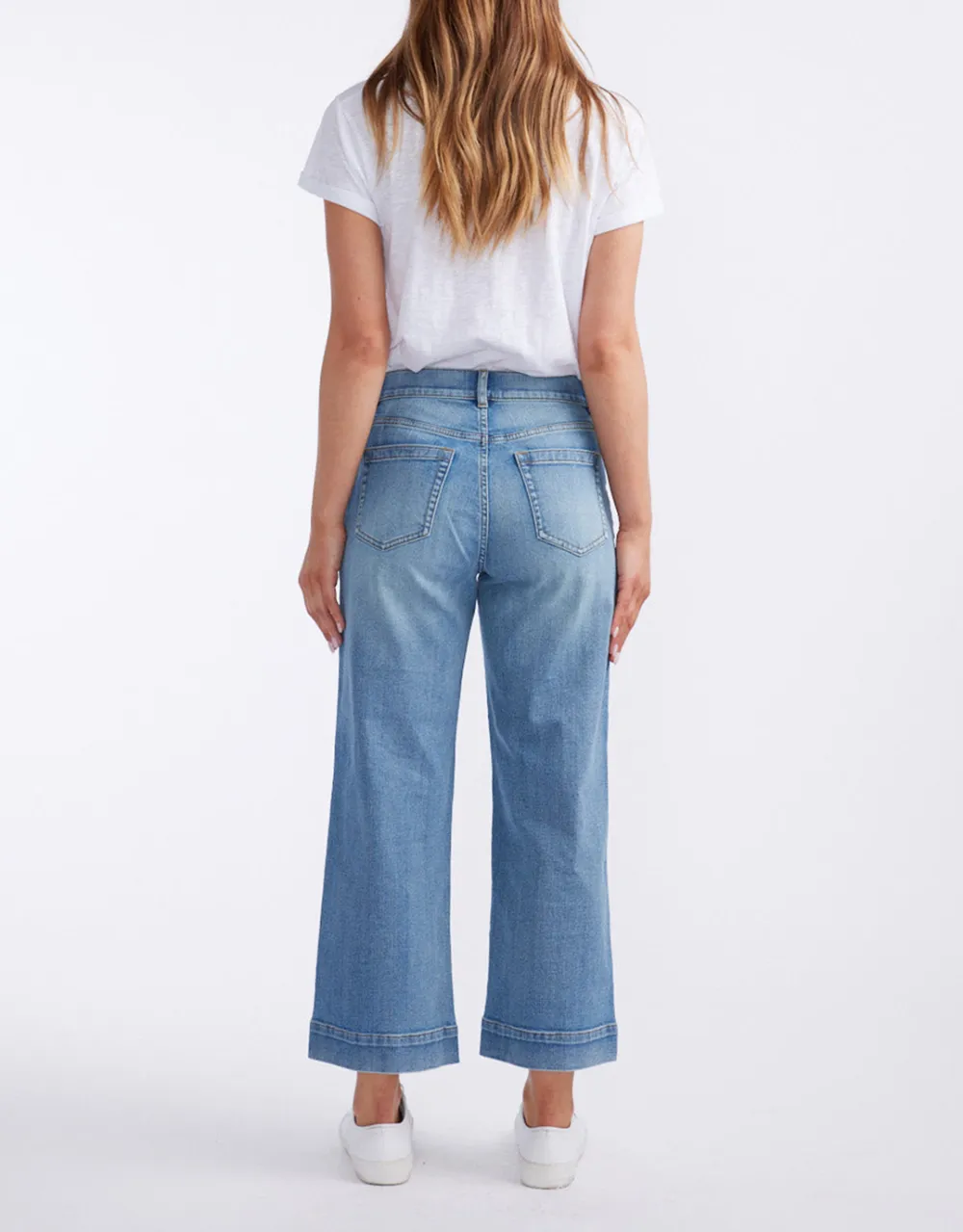 Catalina Cropped Wide Leg Jeans - Mid Wash