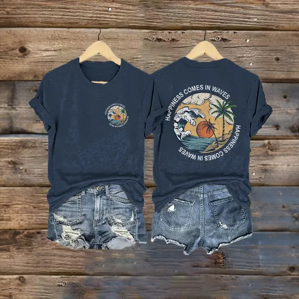 Forever Chasing Sunsets Printed Back Short Sleeve T-Shirt