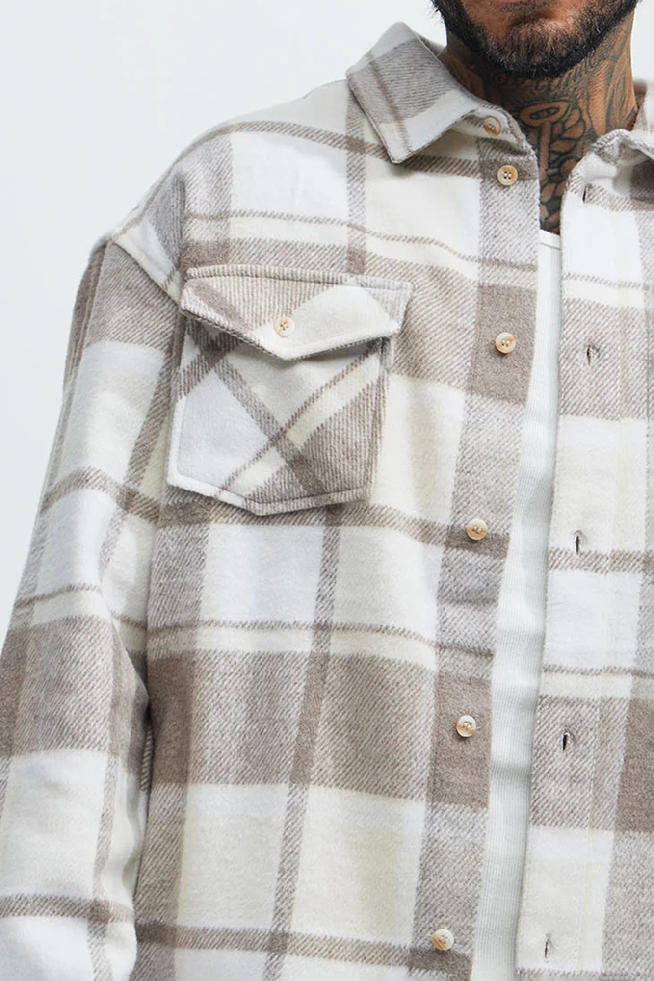 Wanted Plaid Shacket - Brown