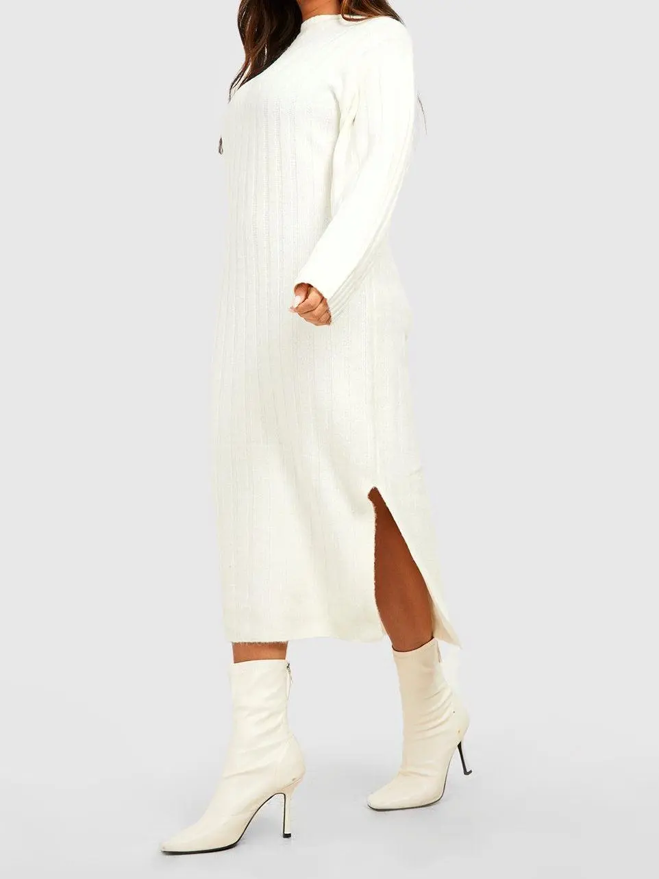 CHUNKY RIB SOFT KNITTED MIDI DRESS