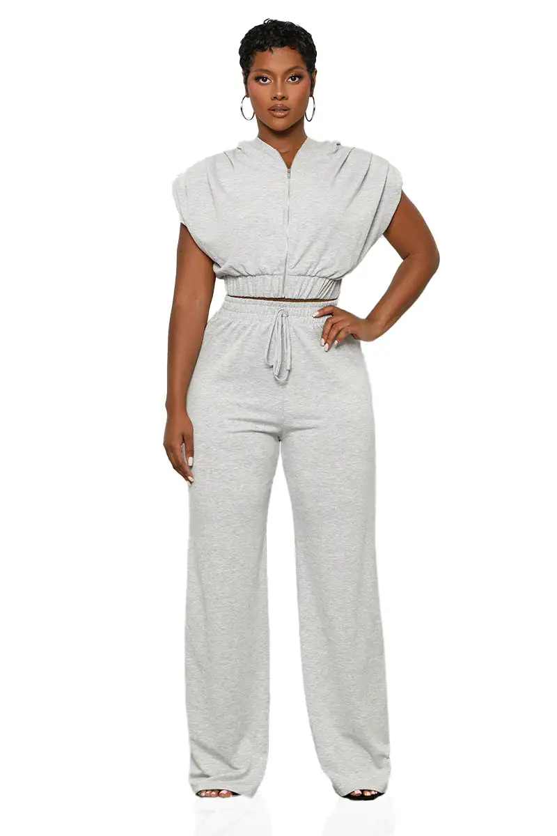 Running Errands Pants Set (Grey)-FINAL SALE