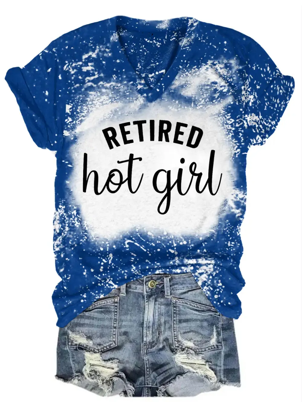Retired Hot Girl Bleaching V Neck T-shirt