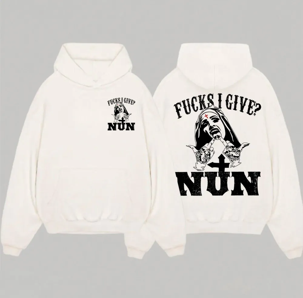 F*cks I Give? Nun Printed Oversized Hoodie