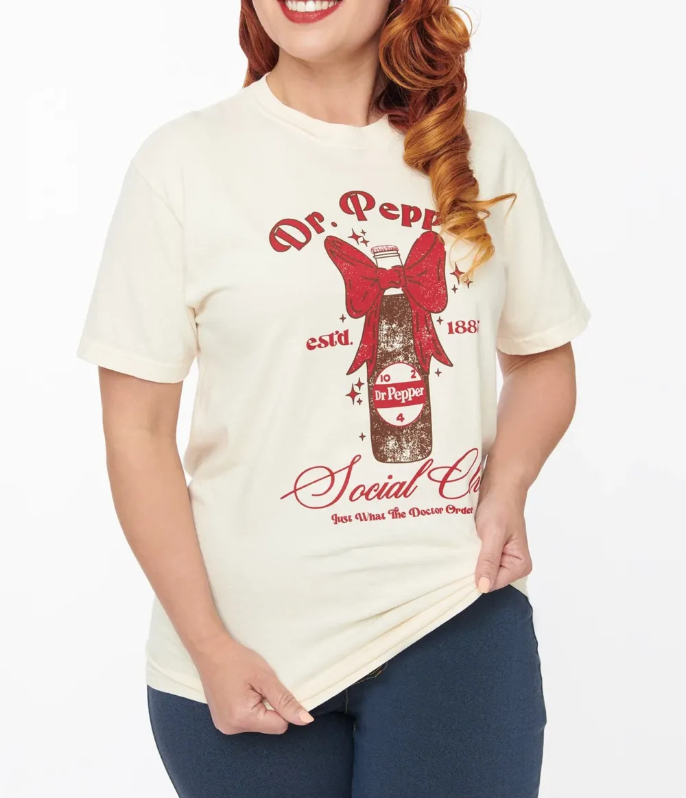 Vintage Style Dr Pepper Social Club Fitted Graphic Tee