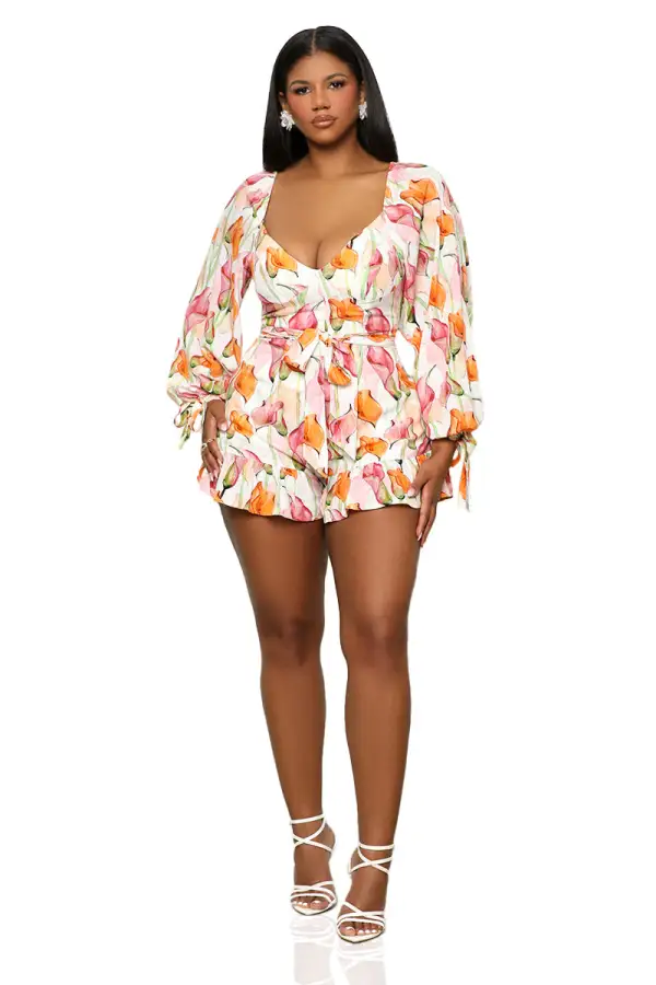 Garden Of Florals Romper (Orange Multi)