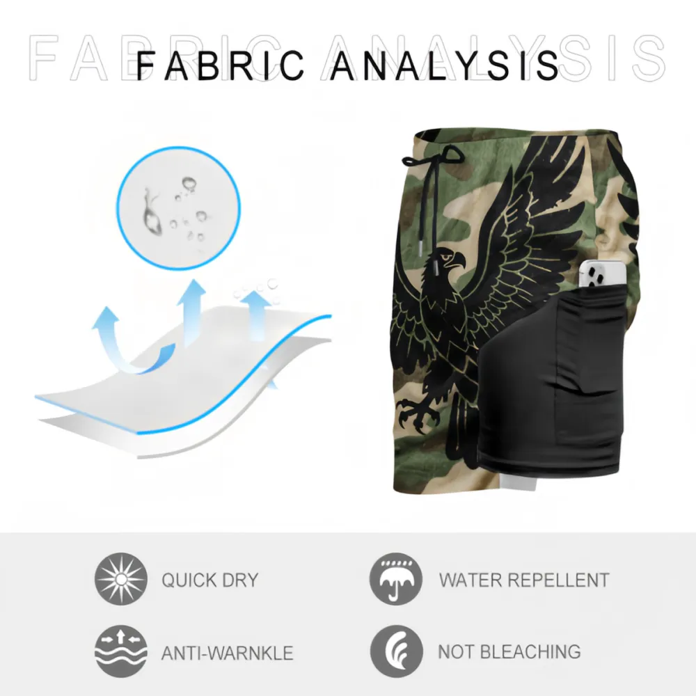Black Eagle Camouflage Sports Board Shorts