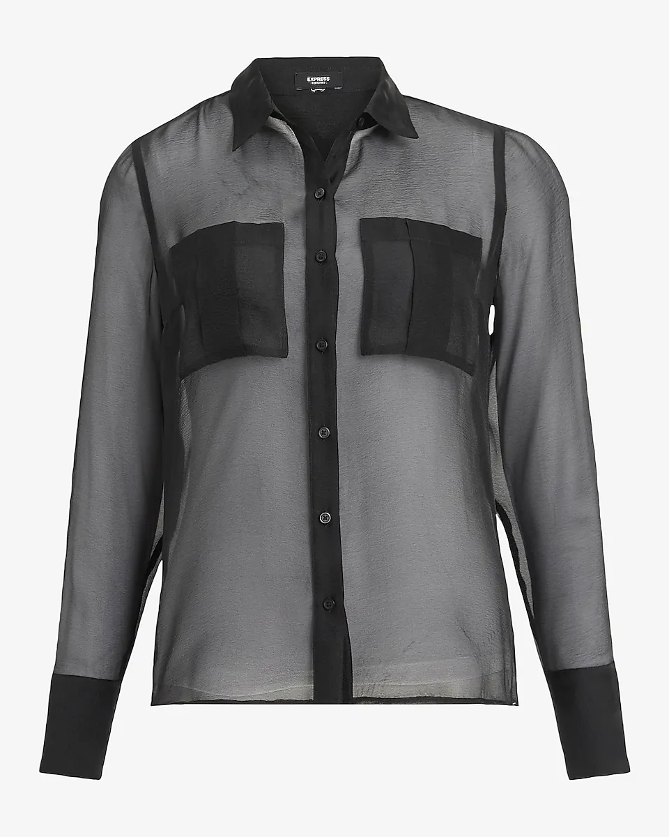 Sheer Double Pocket Relaxed Portofino Shirt