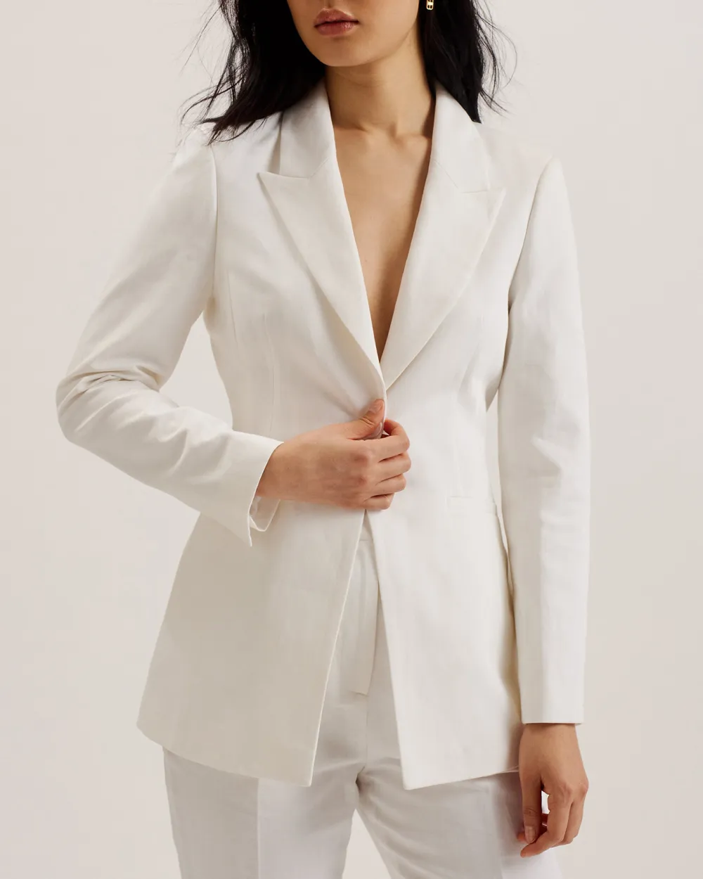 Musub Tailored Jacket With Faux Pockets White