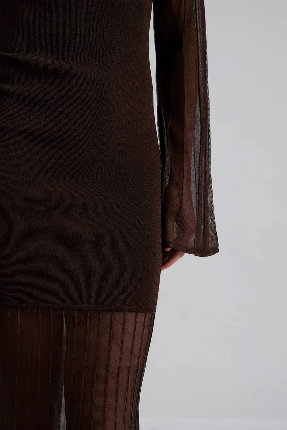 Sheer Flared Sleeve Maxi Dress