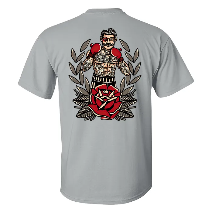Boxing Beard Male Floral Print Casual T-shirt