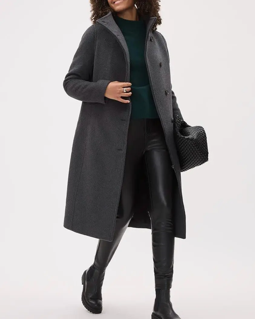 Classic Wool Coat With Mock Neckline