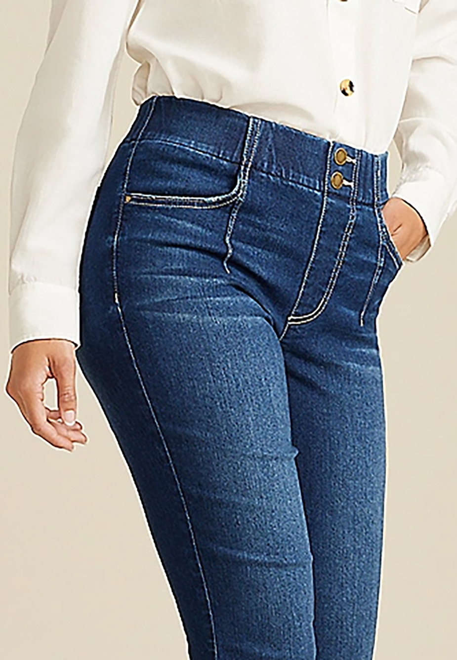 Everflex Dark High Rise Pull On Flare Jean