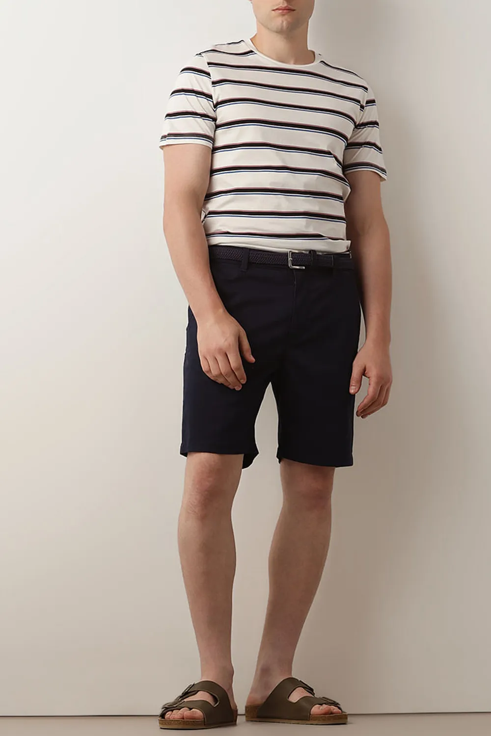 Navy Blue Mid Rise Chino Shorts