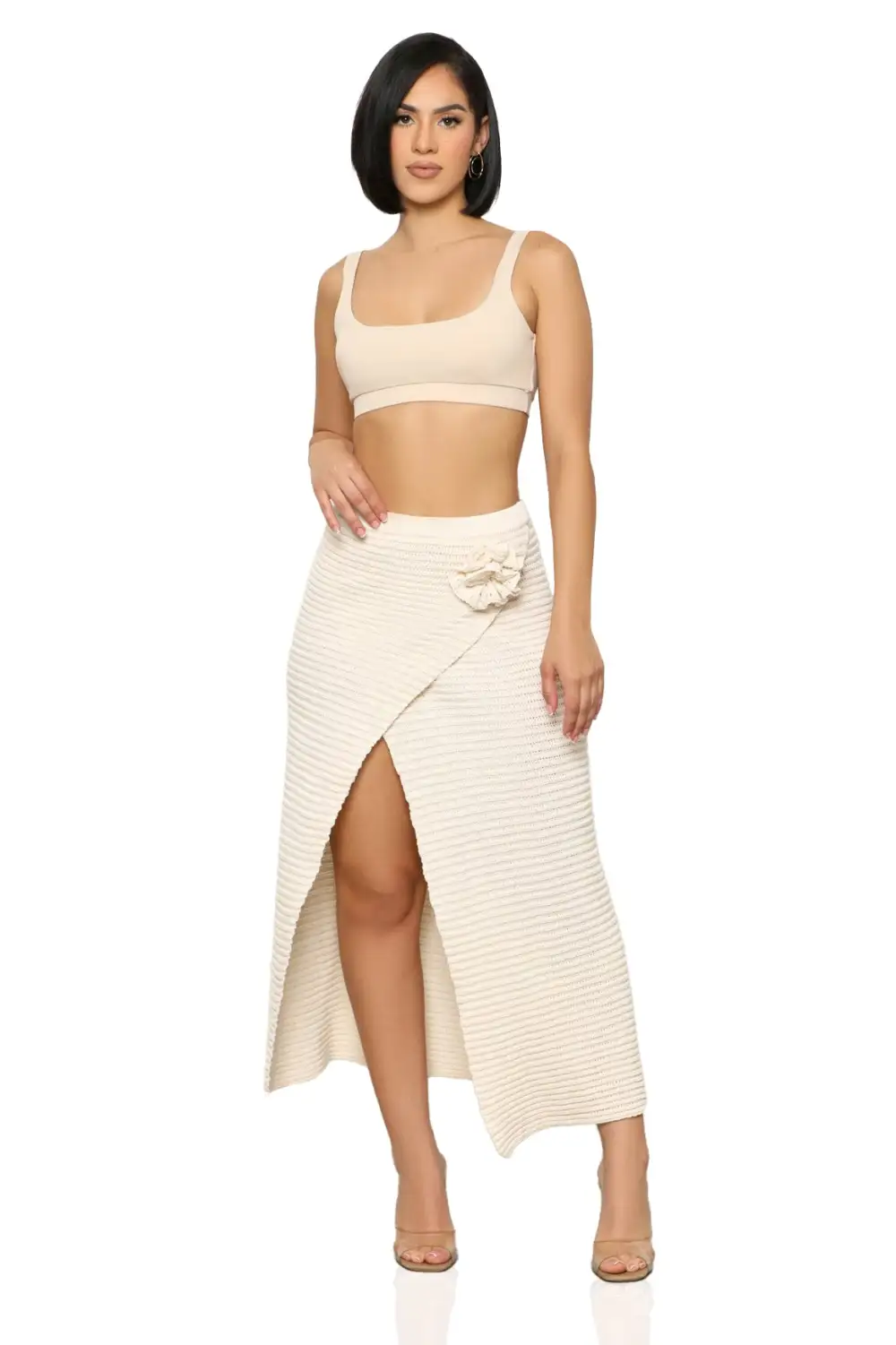 Wanderlust High Slit Skirt (Cream)