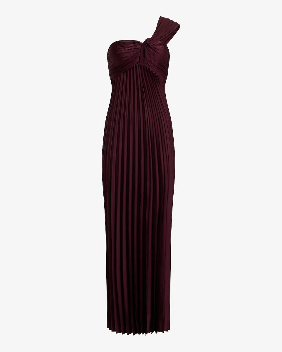 Pleated One Shoulder Maxi Dress