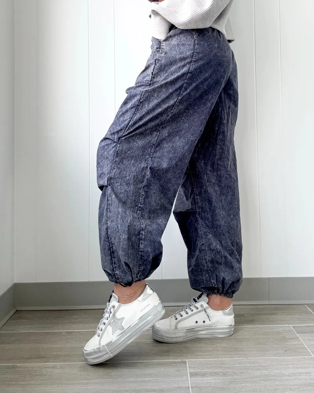 Not Letting Go Jogger Pants - Acid Denim