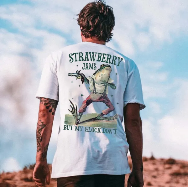 Strawberry Jams But My Glock Don't Printed Men's T-shirt