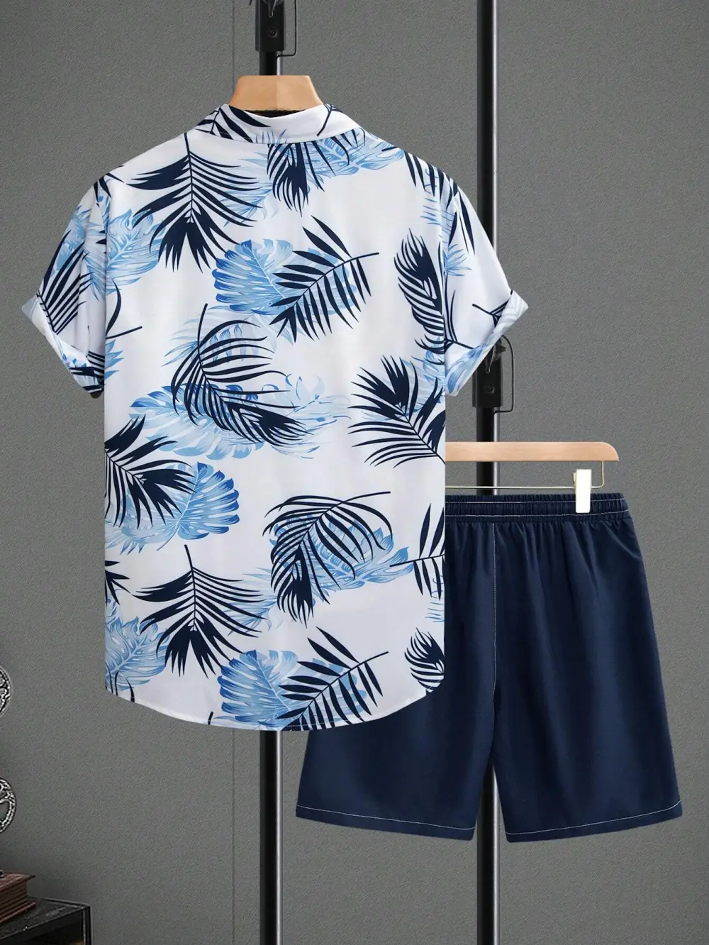 2pcs Men's Floral Print Shirt And  Pocket Shorts Set Men Summer Outfits