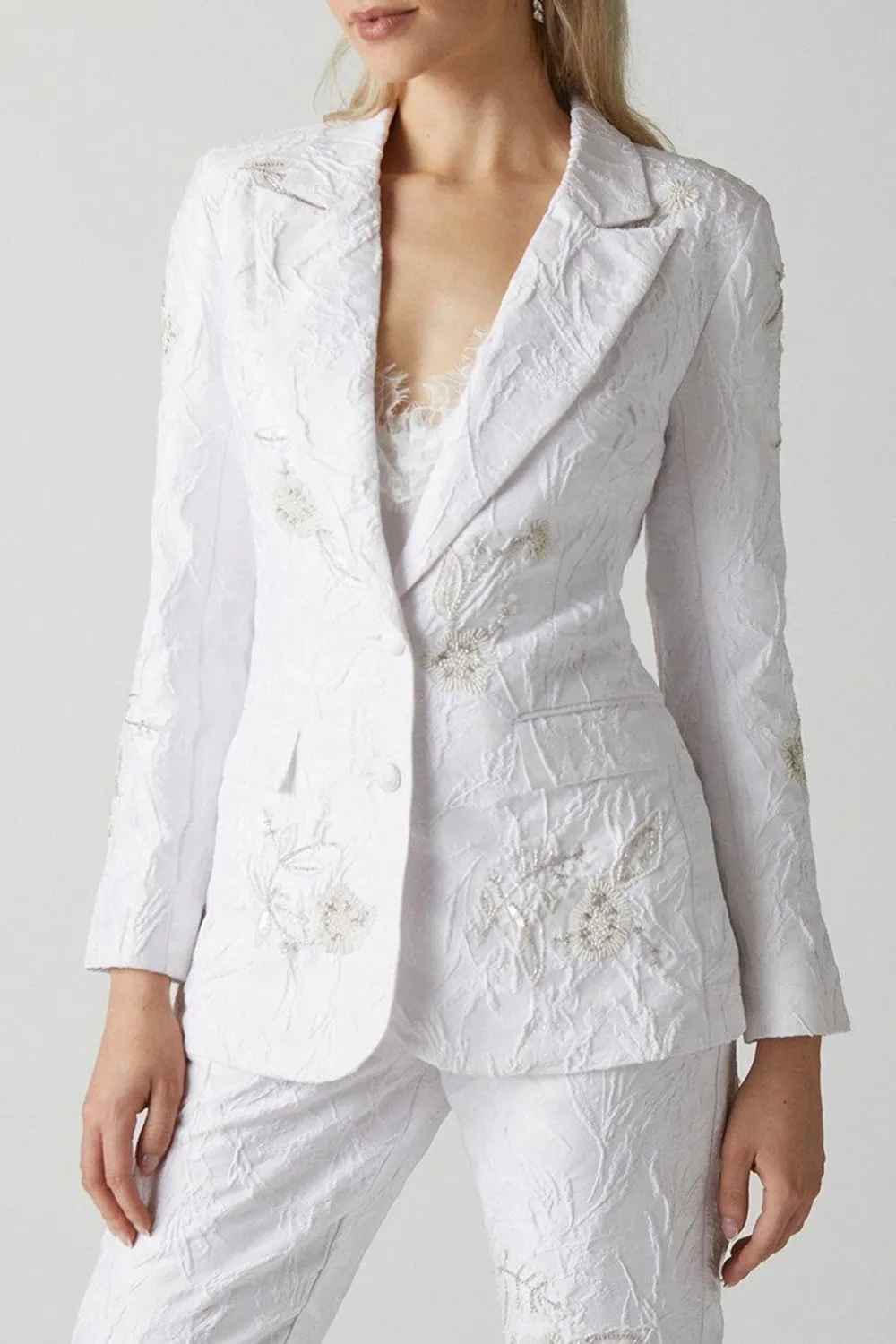 Premium Embellished Jacquard Blazer