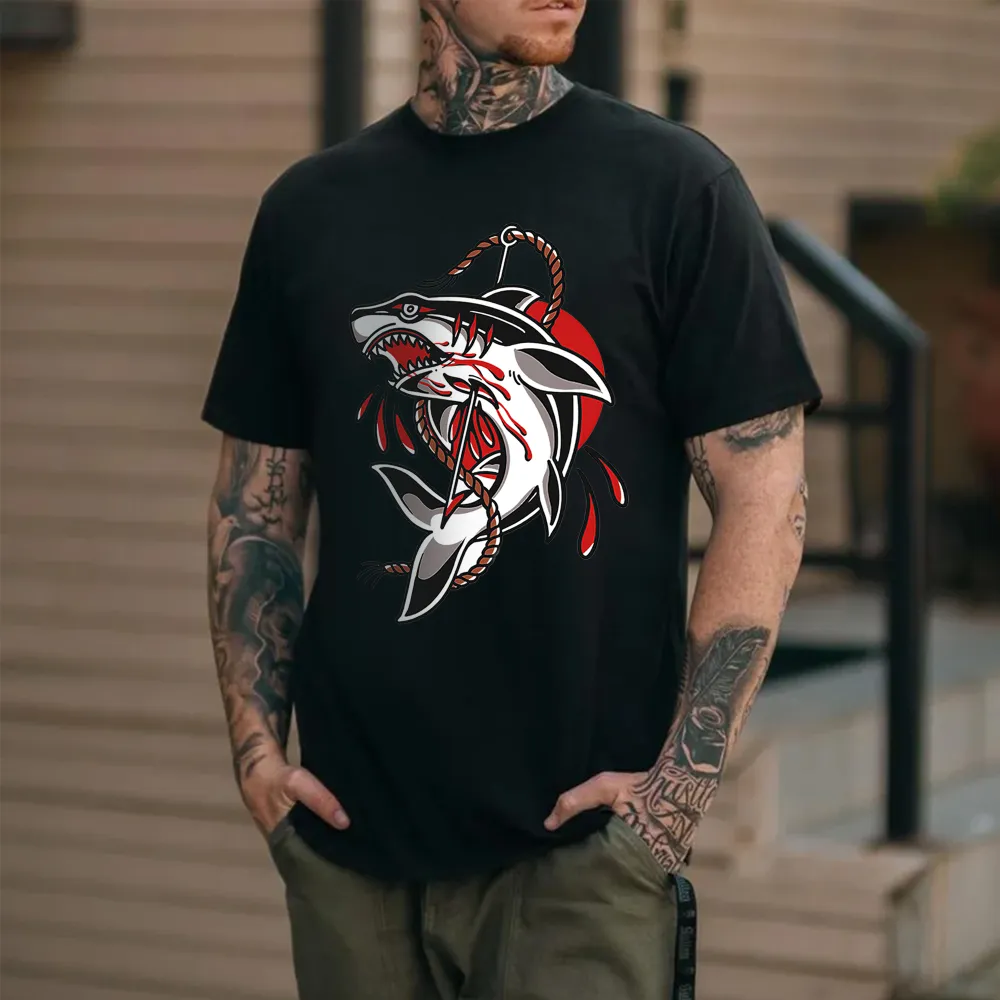 Injured Shark Printed Men's T-shirt
