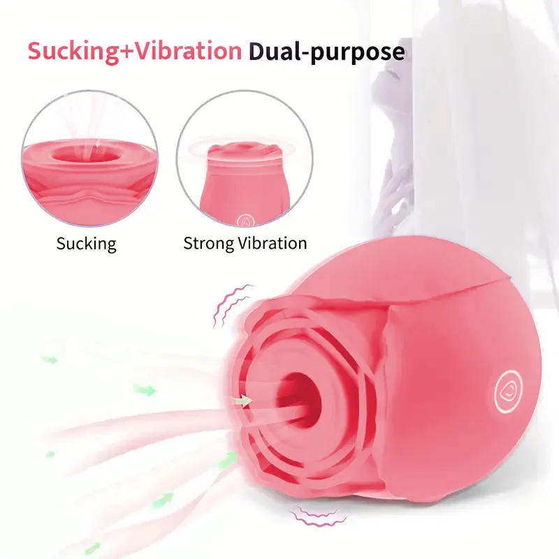 Dark Pink Rose Toy Vibrator Classic Sucking Vibrator 10 Frequency