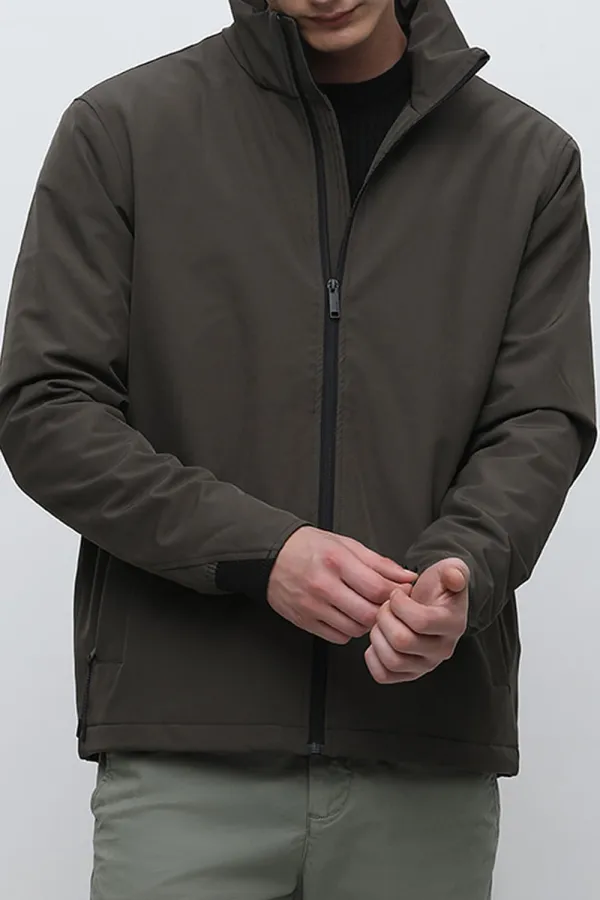 Olive High Neck Padded Jacket