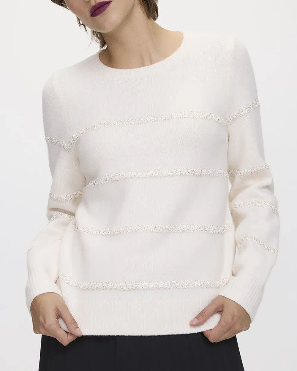 Long-Sleeve Crew-Neck Sequins Sweater