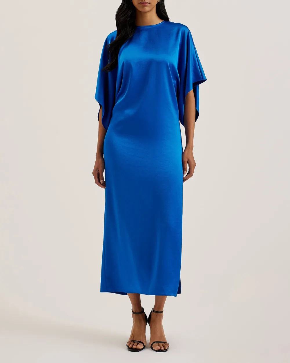 Navala Batwing Sleeve Side Split Midi Dress Blue