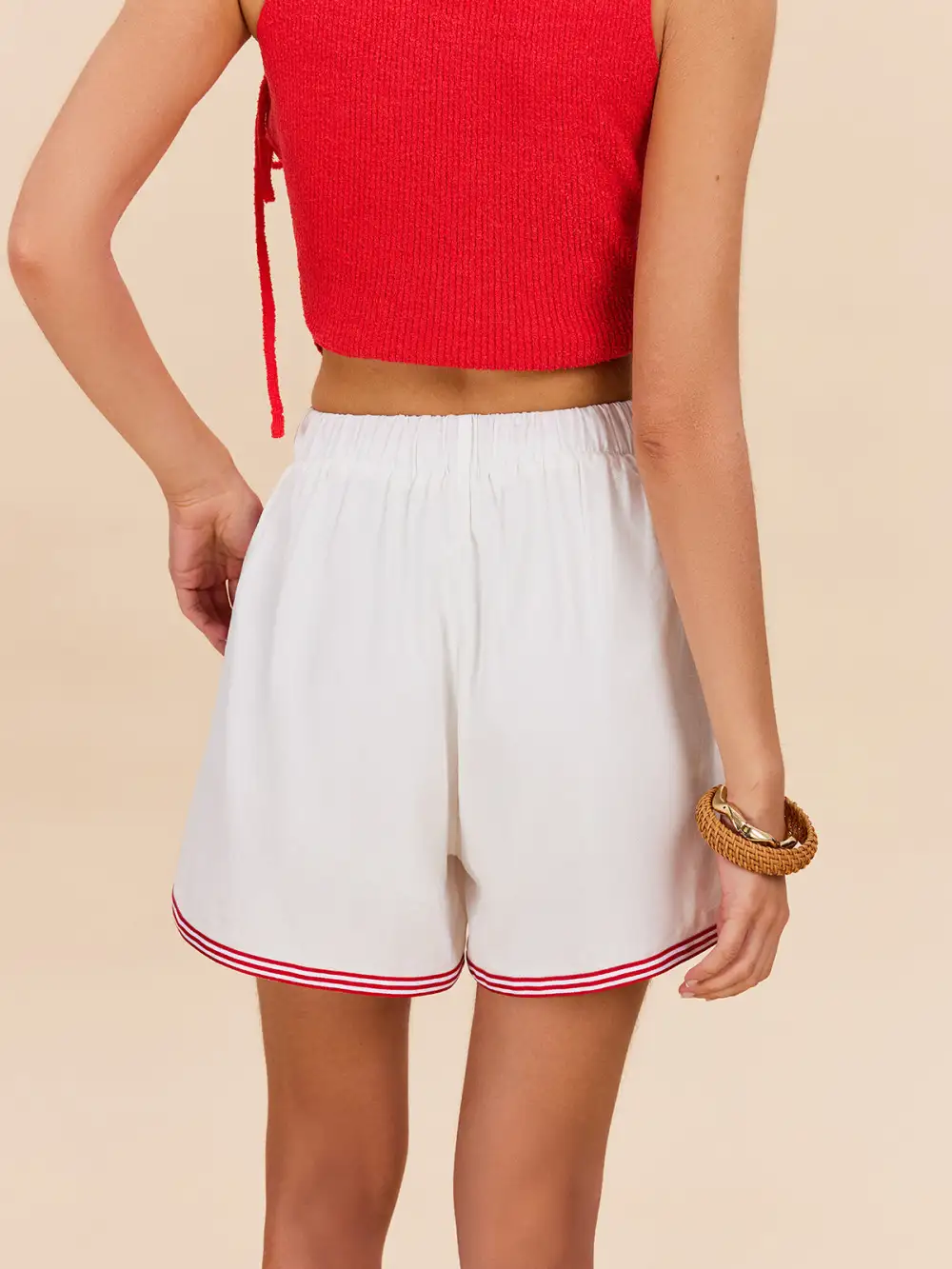 Drawstring Floral Embroidered Shorts