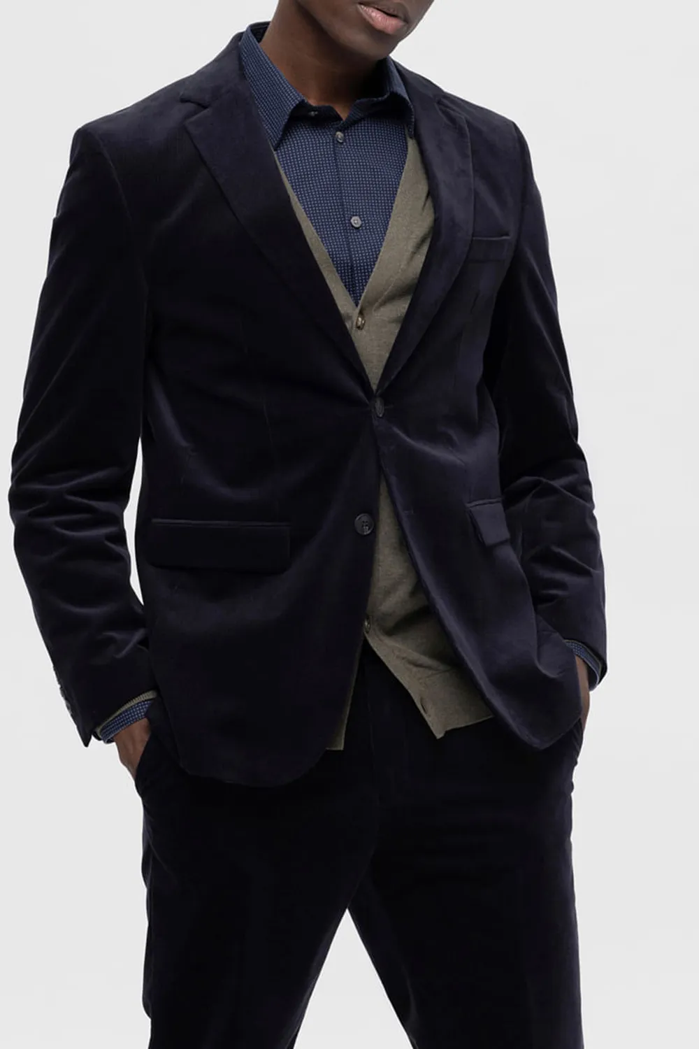 Dark Blue Corduroy Blazer