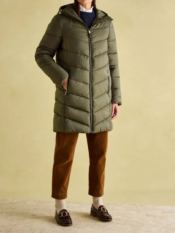 Mid Length Moorsdale Green Showerproof Padded Coat