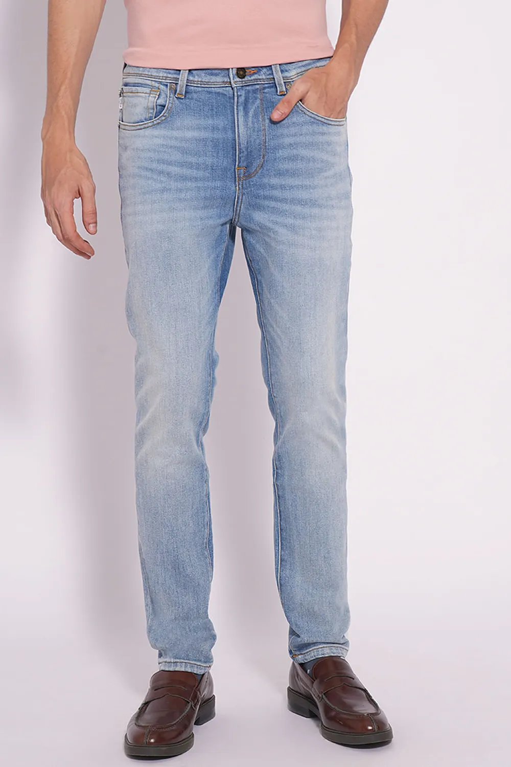 Light Blue Mid Rise Slim Fit Jeans