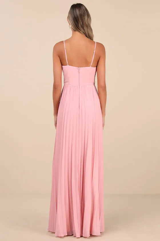 Admirable Elegance Light Blue Pleated Bustier Maxi Dress
