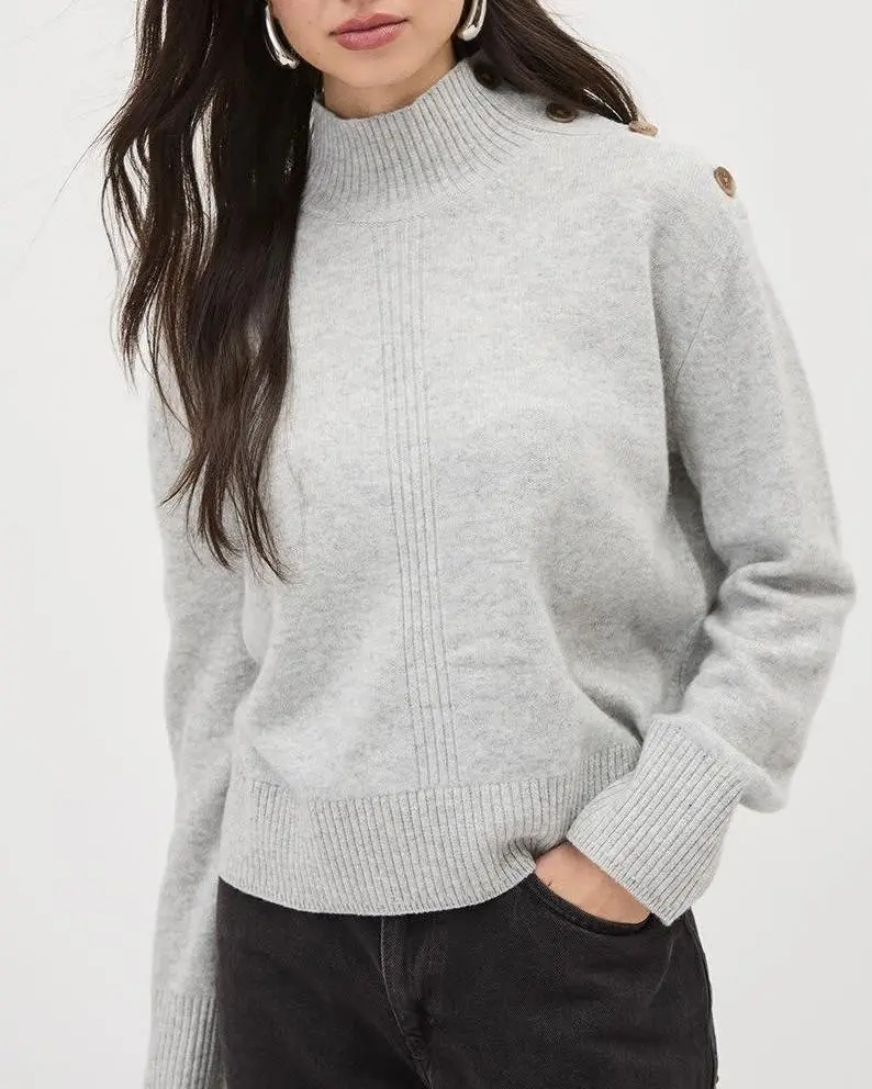 Long-Sleeve Mock-Neck Merino Sweater