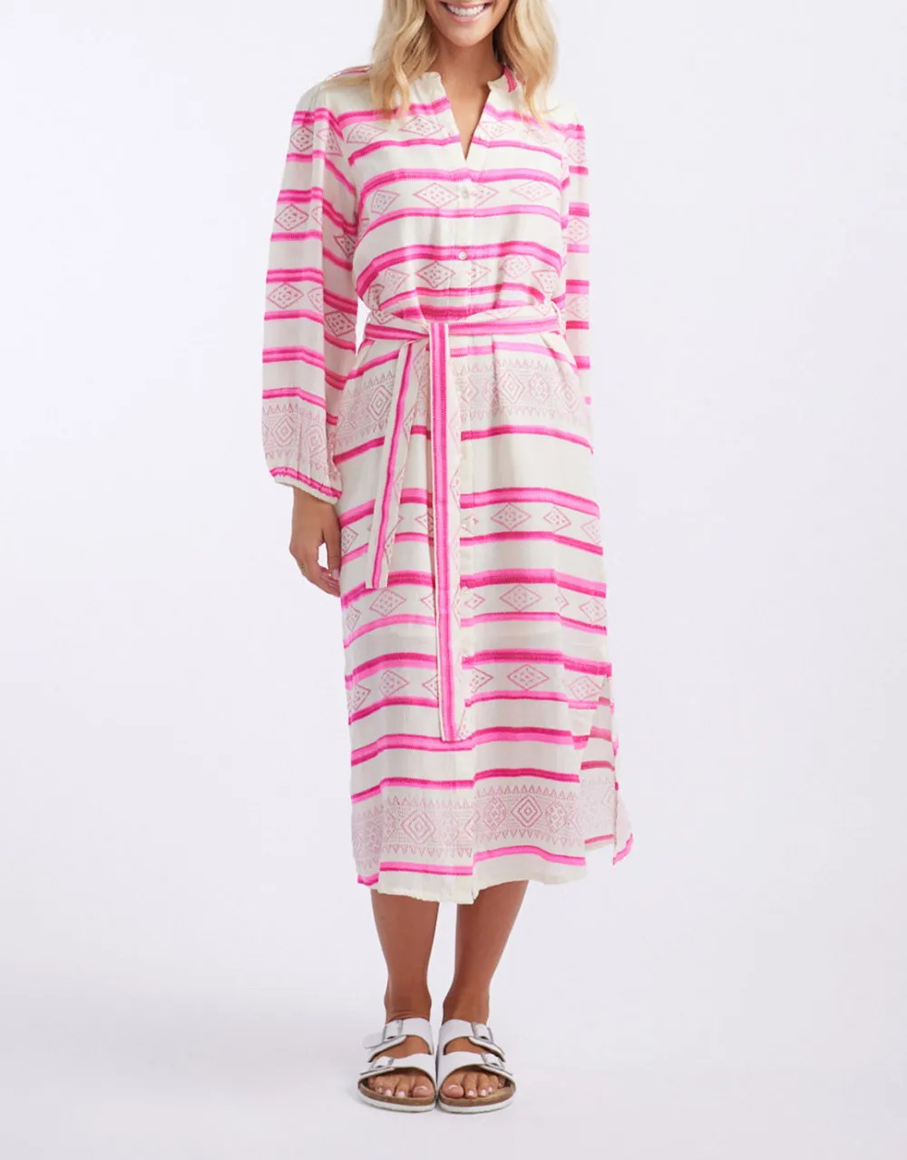 Palm Island Dress - Neon Pink Stripe