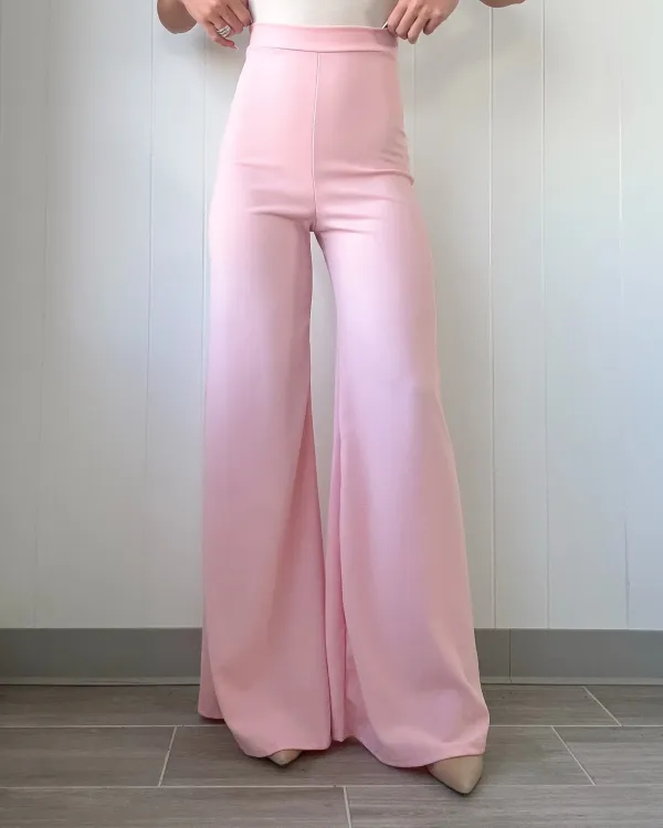 Sleek Sophistication Wide Leg Pants - Blush