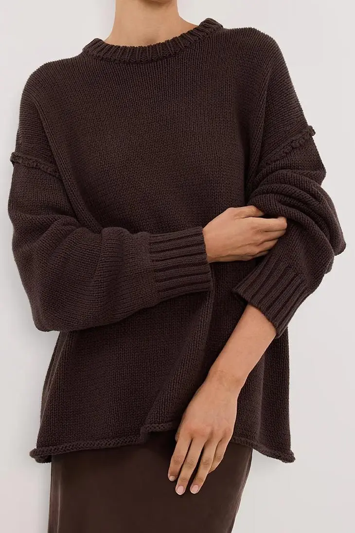 ROY CHOC LONGLINE KNIT JUMPER