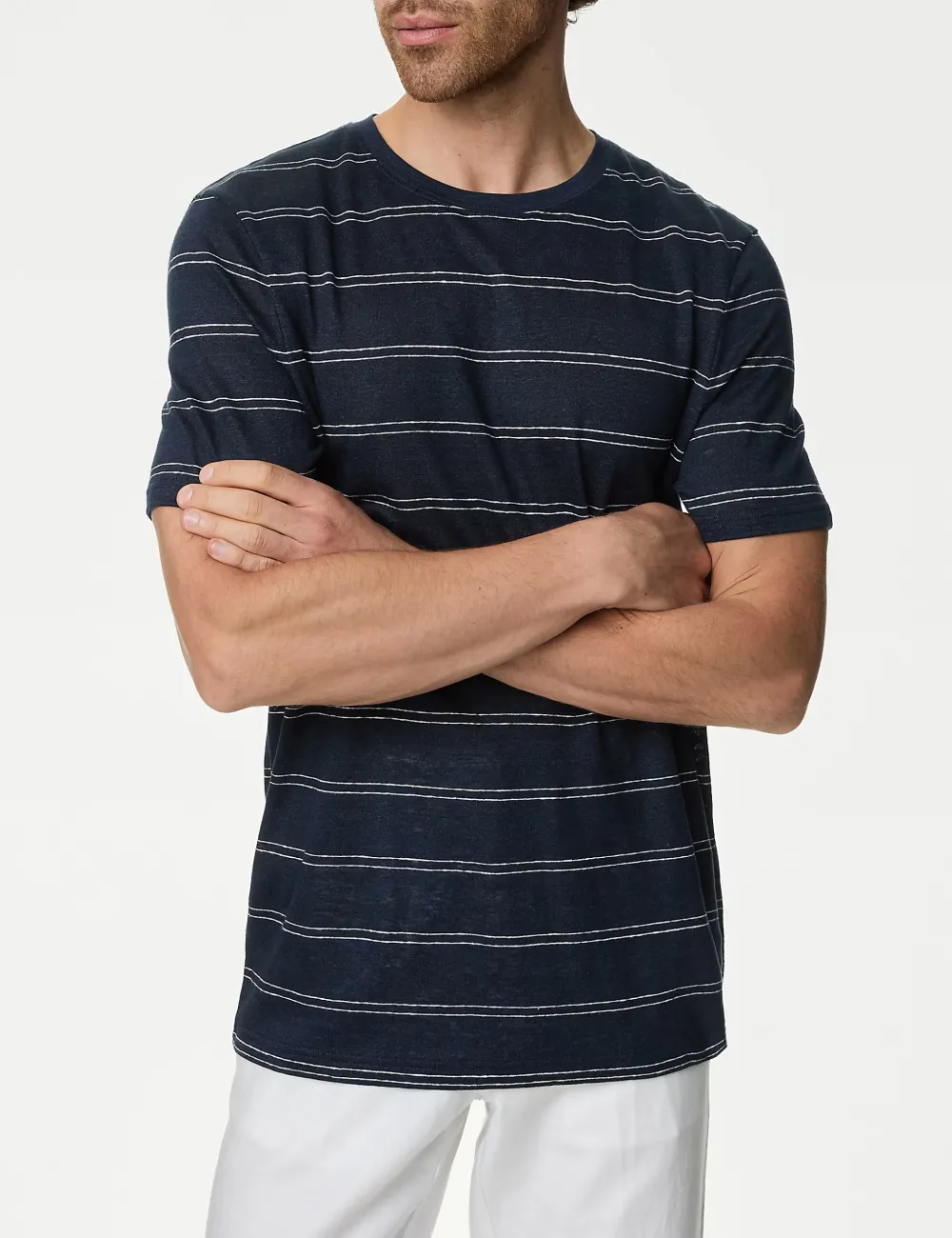 Pure Linen Striped T-Shirt