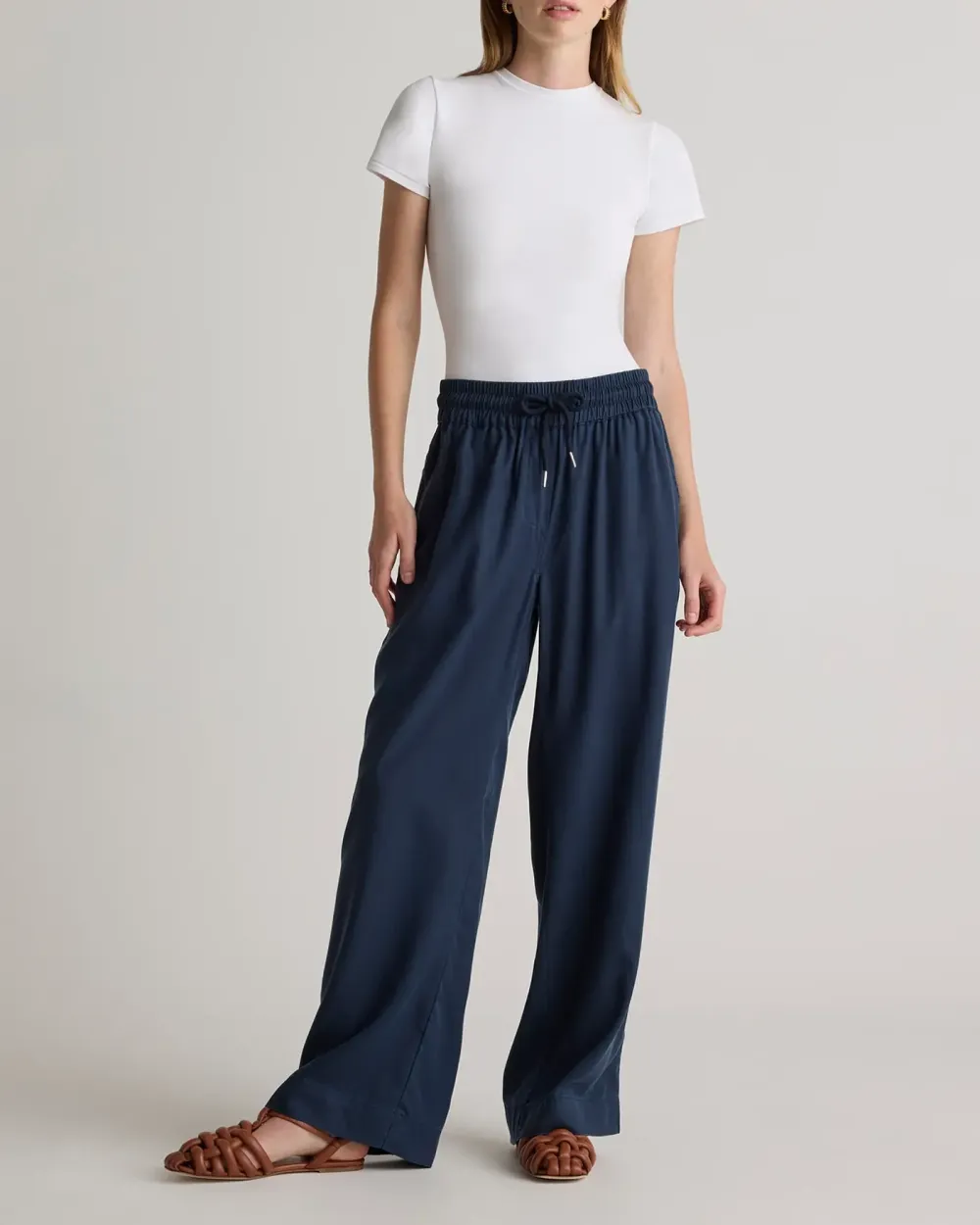 Vintage Wash Tencel Wide Leg Pants