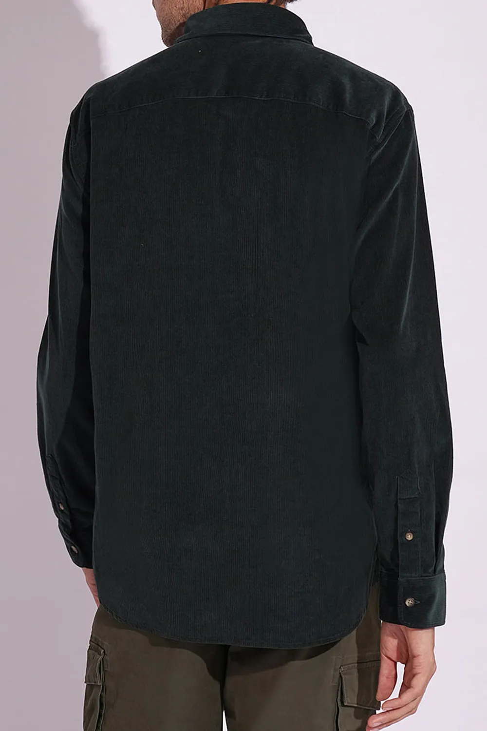 Green Corduroy Full Sleeves Shirt