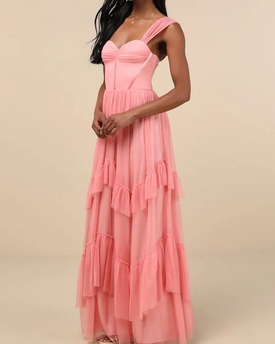 Stunning Personality Sage Green Mesh Off-the-Shoulder Maxi Dress
