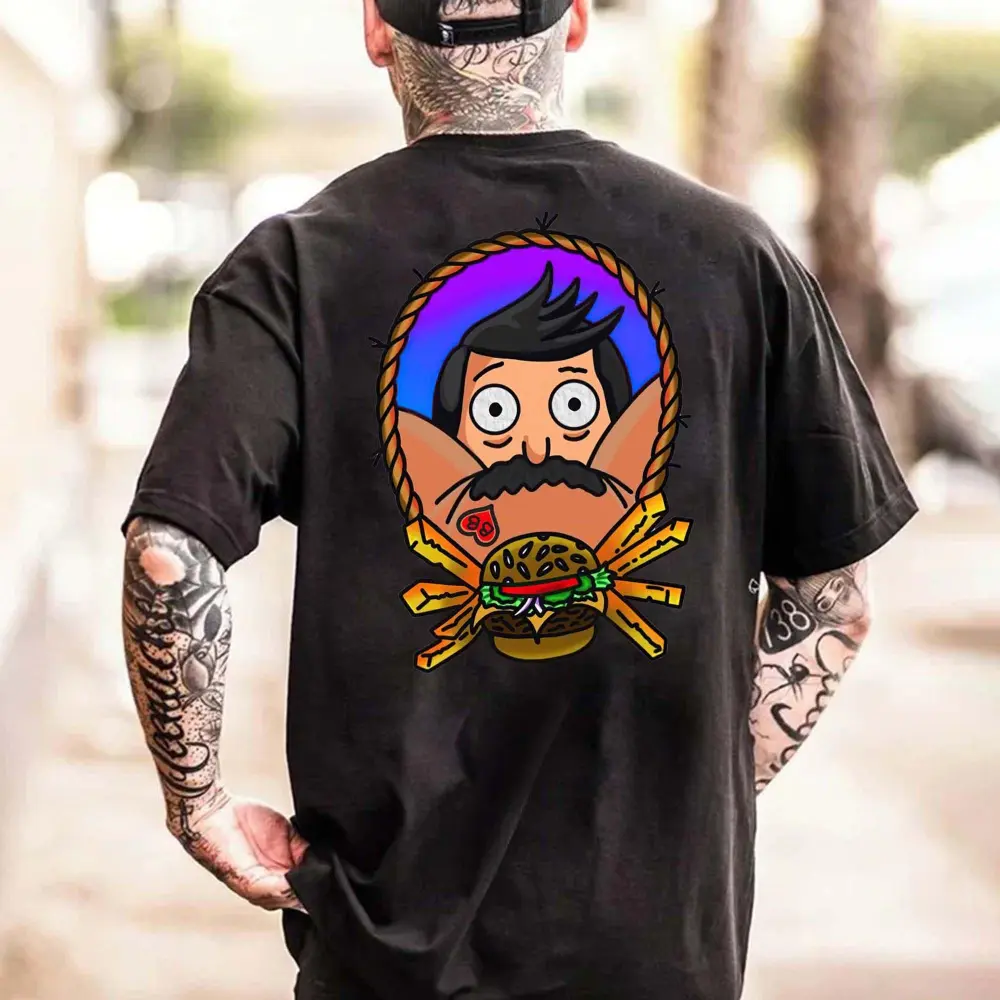 French Fries Burger Print Men's T-shirt